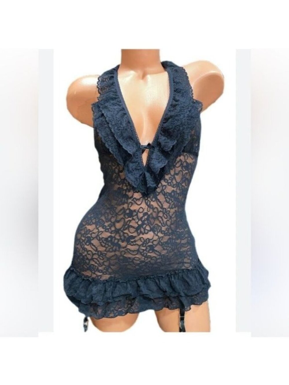Victorias Secret The Lacie Lace Ruffle Halter Neck Camisole Babydoll Medium